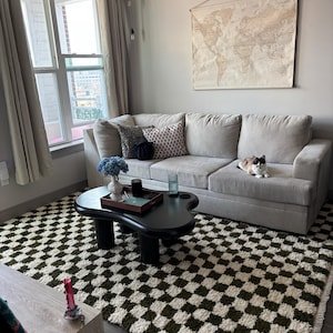 Green Moroccan Wool Rug – Handmade Berber Area Rug – Geometric Beni Ourain Style – Ivory & Green Rug - Image 12