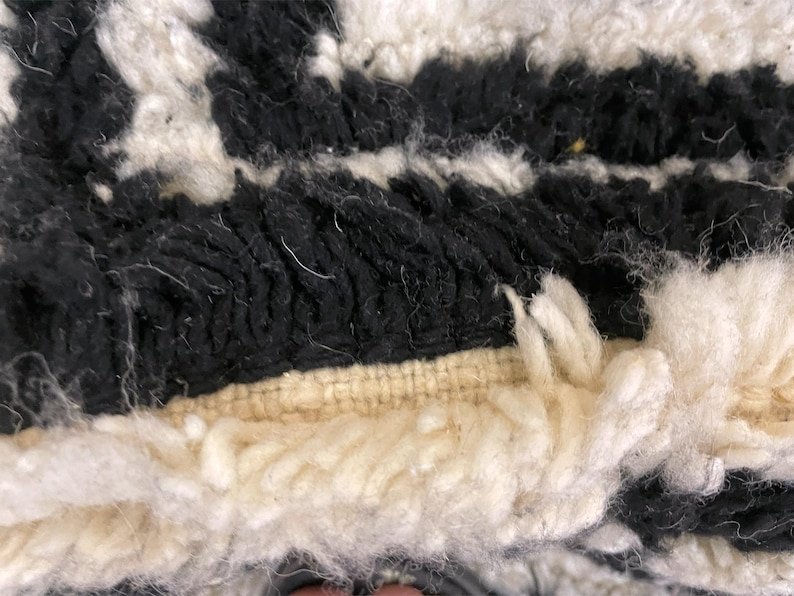 Black & Ivory Moroccan Wool Rug – Handmade Berber Area Rug – Geometric Beni Ourain Style – Modern Minimal Rug - Image 7