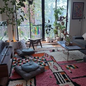 Vintage Moroccan Azilal Rug – Handmade Berber Wool Area Rug – Patchwork Tribal Art Design - Image 2