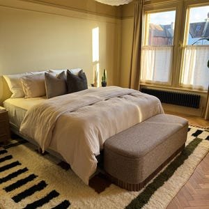 Geometric Moroccan Wool Rug – Handmade Berber Area Rug – Ivory, Brown & Black Modern Design - Image 3