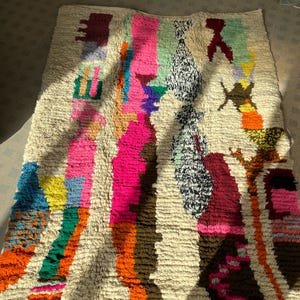 Colorful Moroccan Azilal Rug – Handmade Berber Wool Area Rug – Abstract Modern Art Design - Image 5