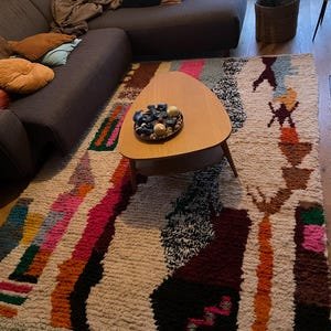 Colorful Moroccan Azilal Rug – Handmade Berber Wool Area Rug – Abstract Modern Art Design - Image 6