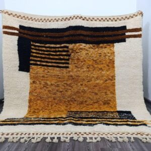 Abstract Moroccan Wool Rug – Handmade Berber Area Rug – Modern Beni Ourain Style – Earth Tone Wool Rug