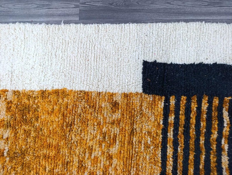 Abstract Moroccan Wool Rug – Handmade Berber Area Rug – Modern Beni Ourain Style – Earth Tone Wool Rug - Image 7