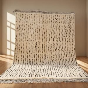 Classic Beni Ourain Moroccan Rug – Handmade Wool Area Rug – Ivory Berber Rug with Black Dots