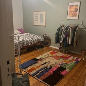 Modern Abstract Moroccan Berber Rug – Handmade Wool Area Rug with Artistic Geometric Design in Multicolor Blocks - Image 3