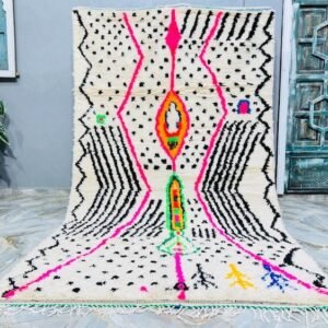 Colorful Moroccan Azilal Rug – Handmade Berber Wool Rug – Abstract Tribal Area Rug – Boho Statement Decor