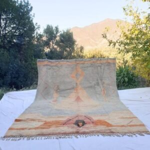 Vintage Moroccan Wool Rug – Handmade Berber Area Rug – Soft Earth Tone Beni Ourain Style Rug