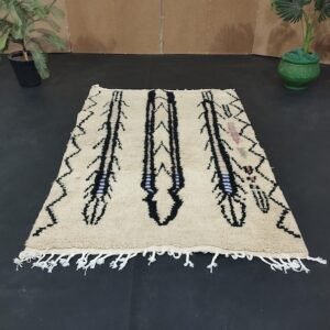 Made by Rugdir – Handmade Moroccan Beni Ourain Rug, Wool Berber Area Rug with Tribal Black & Subtle Color Accents