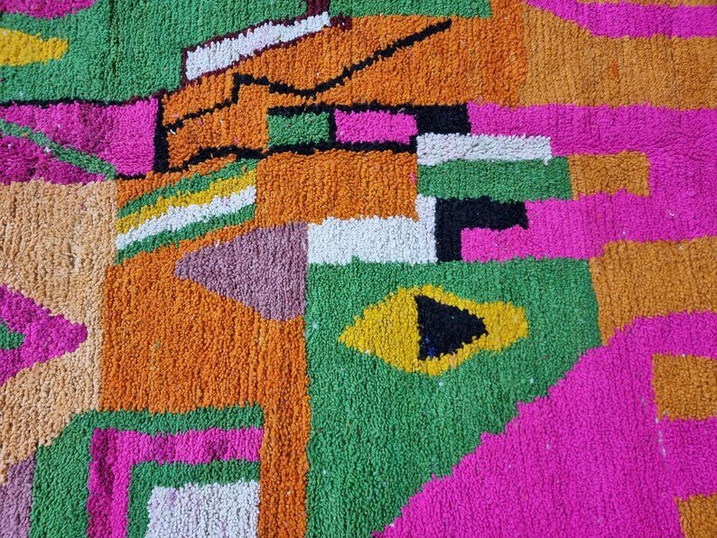Abstract pink Rug, Handmade Sheep Wool Carpet, Berber Rug. - Image 3
