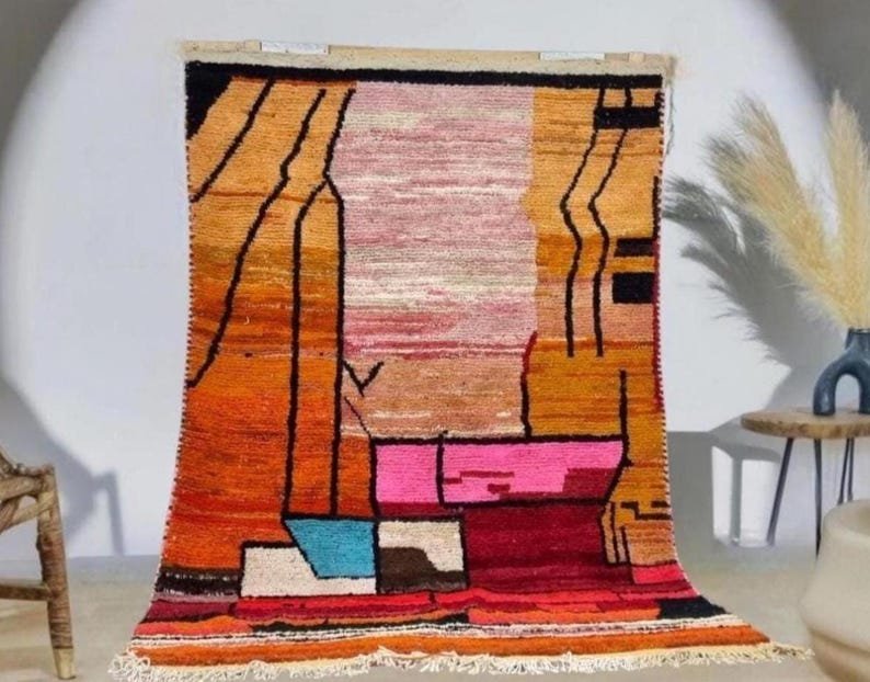 Beni ourain Woven Style Morocco wool Berber Rug, modern rug, Hand woven rug, Berber style - Brown Or Camel Levels Rug - Image 9