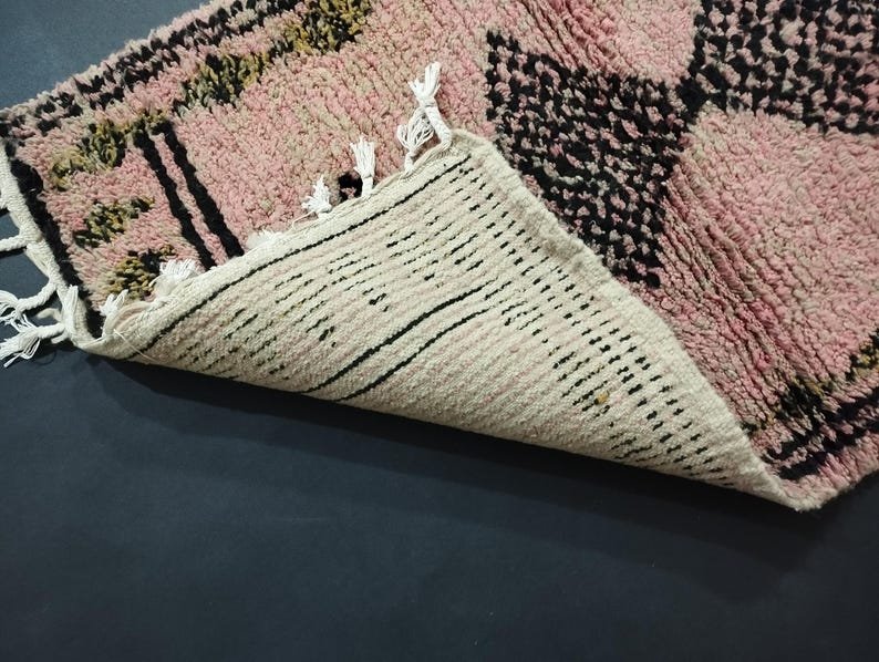 Handwoven Hot Pink Moroccan Rug-Custom Large Moroccan Rug-Handmade Berber Carpet – Made in Morocco-tapis berbere-MULTICOLORED ROUND WOOL Rug - Image 2