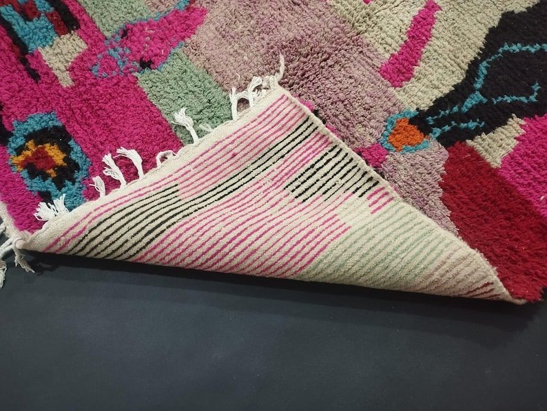 Pink Berber Moroccan Wool Rug-Moroccan Handmade rug ,Beni ourain Woven Style Morocco wool Berber Rug, modern rug, Hand woven rug, Berber style - Image 3