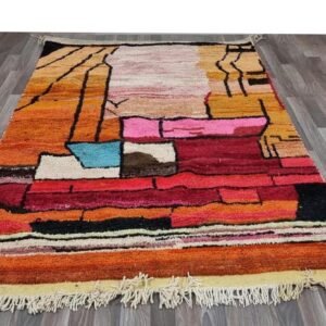 Beni ourain Woven Style Morocco wool Berber Rug, modern rug, Hand woven rug, Berber style - Brown Or Camel Levels Rug