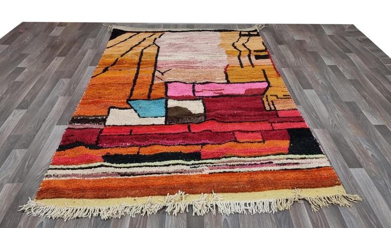 Beni ourain Woven Style Morocco wool Berber Rug, modern rug, Hand woven rug, Berber style - Brown Or Camel Levels Rug