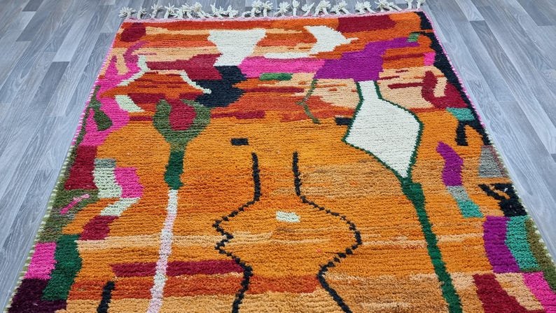 Beni ourain Woven Style Morocco wool Berber Rug, modern rug, Hand woven rug, Berber style - Brown Or Camel Levels Rug - Image 6