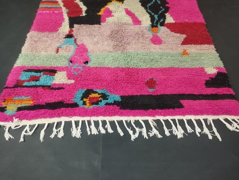Pink Berber Moroccan Wool Rug-Moroccan Handmade rug ,Beni ourain Woven Style Morocco wool Berber Rug, modern rug, Hand woven rug, Berber style - Image 4