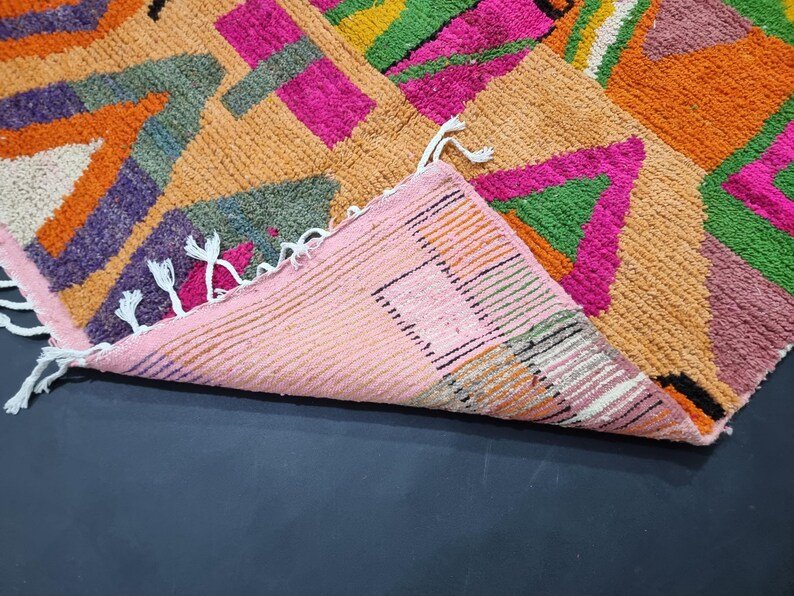 Abstract pink Rug, Handmade Sheep Wool Carpet, Berber Rug. - Image 2