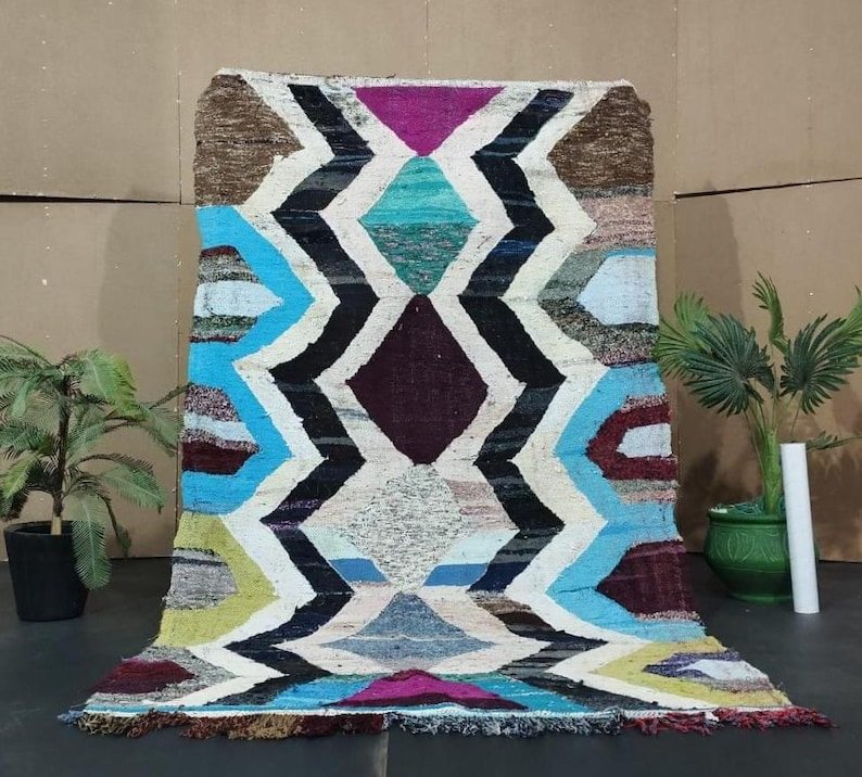 Azilal Tribal Hand-Knotted Wool Rug, Boho Rug, Authentic Moroccan Area Rug– Handwoven Moroccan Wool Carpet - Image 8