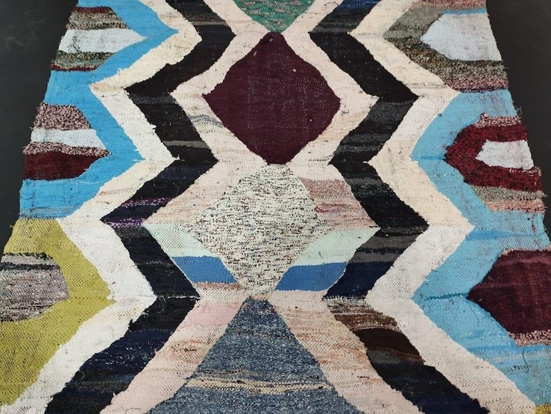 Azilal Tribal Hand-Knotted Wool Rug, Boho Rug, Authentic Moroccan Area Rug– Handwoven Moroccan Wool Carpet - Image 4