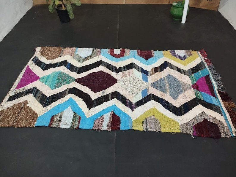 Azilal Tribal Hand-Knotted Wool Rug, Boho Rug, Authentic Moroccan Area Rug– Handwoven Moroccan Wool Carpet - Image 7