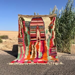 Colorful Moroccan Rug - Handwoven Berber Carpet, Bohemian Area Rug, Abstract Boucherouite Runner, Vibrant Moroccan Tapestry