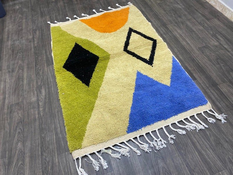 Berber wool gifts for him, Carpet Geometric Tribal Design, Handmade Moroccan Rug - Image 2