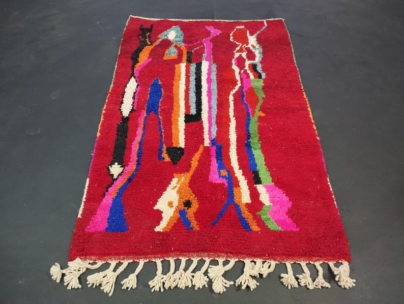 Pretty Handmade Rug, Handmade Wool Rug, Colorful Wool Rug, Tribal Rug, Berber Moroccan Rug, Sheep Rug, Abstract Rug, Azilal Rug, Area Rug.