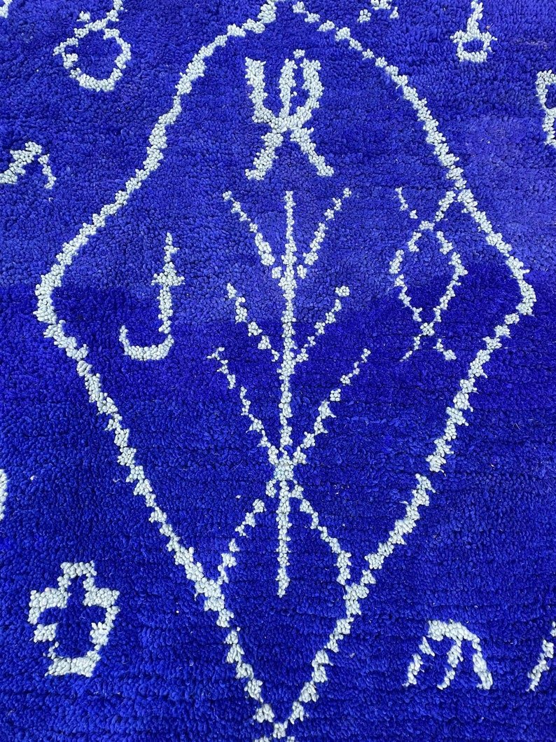 Blue Boujaad Rug, 6x9 Boho Abstract Wool Moroccan Rug - Image 4