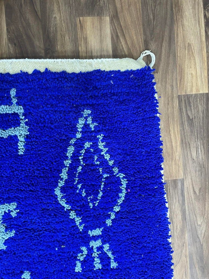 Blue Boujaad Rug, 6x9 Boho Abstract Wool Moroccan Rug - Image 5