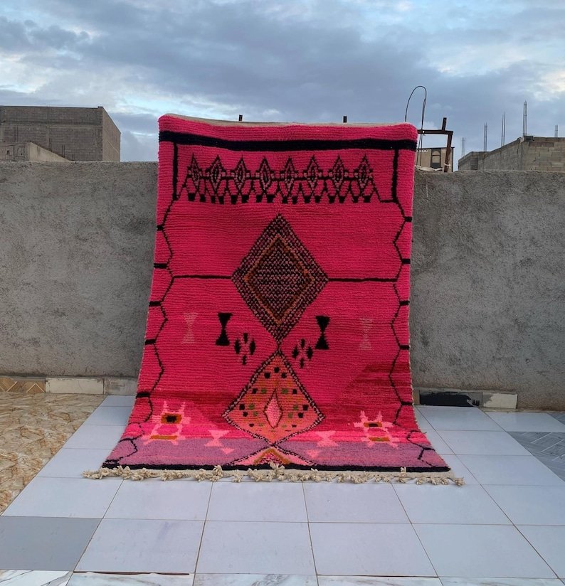 Custom Handmade Moroccan Wool Rug | Pink Berber Carpet with Geometric Symbols | Made-to-Order Moroccan Rug - Image 14