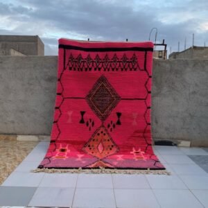 Custom Handmade Moroccan Wool Rug | Pink Berber Carpet with Geometric Symbols | Made-to-Order Moroccan Rug