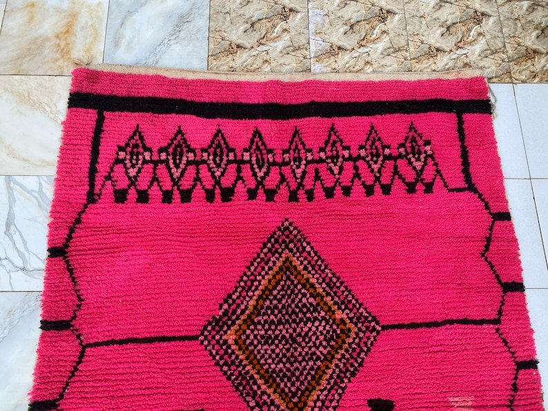 Custom Handmade Moroccan Wool Rug | Pink Berber Carpet with Geometric Symbols | Made-to-Order Moroccan Rug - Image 3
