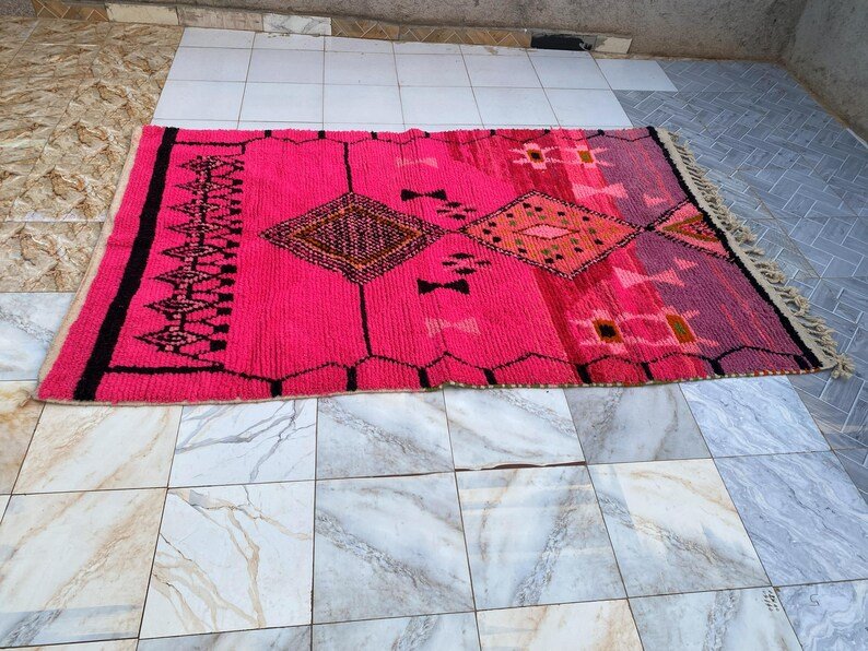Custom Handmade Moroccan Wool Rug | Pink Berber Carpet with Geometric Symbols | Made-to-Order Moroccan Rug - Image 4