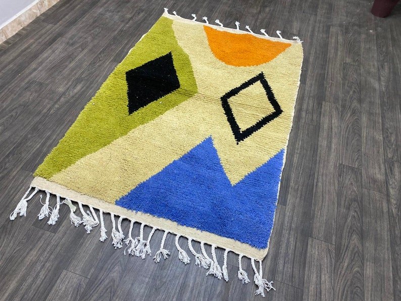 Berber wool gifts for him, Carpet Geometric Tribal Design, Handmade Moroccan Rug - Image 10