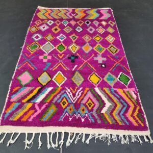 ARTISTIC BENIOURAIN RUG, Moroccan Handmade Rug, Turmeric Yellow And White Rug, Handmade Sheep Wool Carpet, Berber Rug.