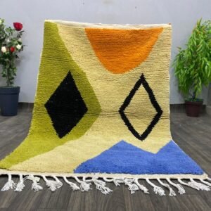 Berber wool gifts for him, Carpet Geometric Tribal Design, Handmade Moroccan Rug
