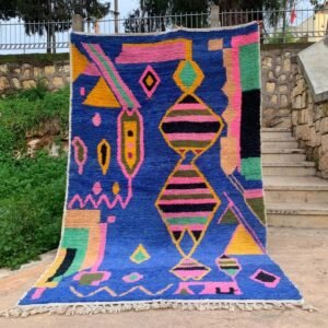 Colorful Abstract Moroccan Wool Rug – Handwoven Berber Art by Rugdir
