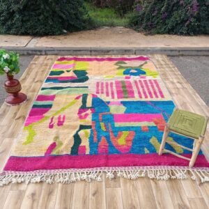 Vintage Berber Moroccan Rug, Colorful Handmade Wool Carpet, Beni Ourain Style, Authentic Boho Winter Décor.
