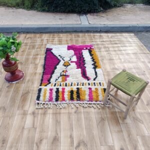 eni Ourain Berber Rug, Wool Beni Ourain Rug, Custom Colorful Beni Rug