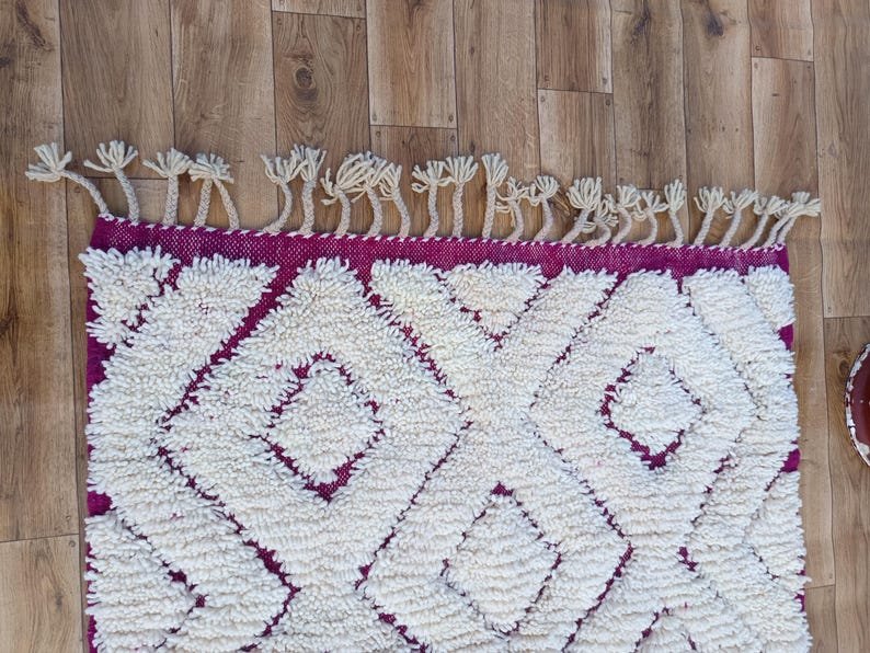 White Moroccan Berber Rug, Custom Beni Ourain Carpet, Boujaad Wool Rug - Image 7