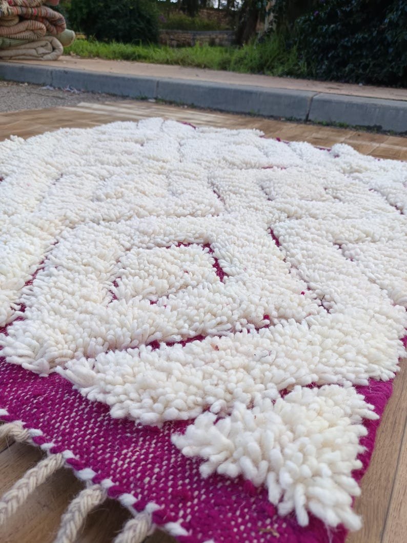 White Moroccan Berber Rug, Custom Beni Ourain Carpet, Boujaad Wool Rug - Image 6