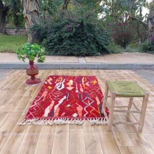 Dark Red Beni Ourain Rug | Custom Wool Berber Rug | Moroccan Area Rug for Living Room | Authentic Berber Design