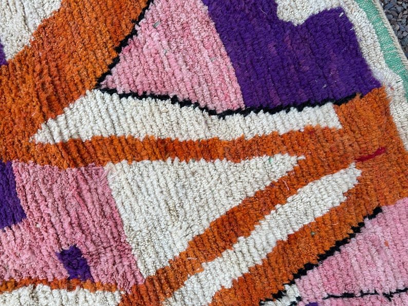 Moroccan Pink & Brown Boujaad Rug – Handmade Custom Berber Rug – White & Green Moroccan Home Decor Rug - Image 9