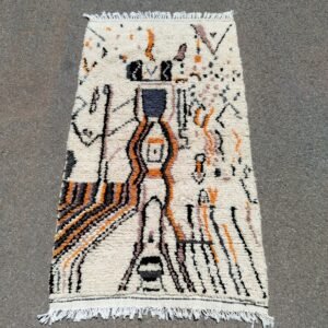 Berber Wool Rug: Colorful Tribal Abstract Design