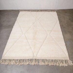 Custom Handmade Moroccan White Wool Rug - Beni Ourain Area Rug