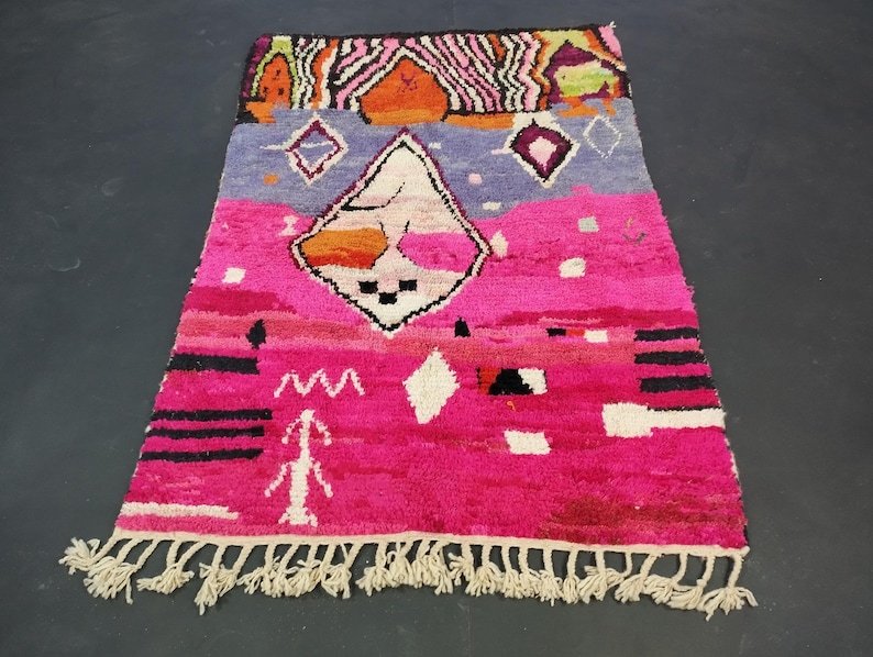 Pretty Handmade Rug, Handmade Wool Rug, Colorful Wool Rug, Tribal Rug, Berber Moroccan Rug, Sheep Rug, Abstract Rug, Azilal Rug, Area Rug.