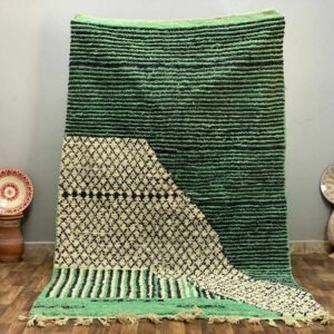 Dark Green Abstract Moroccan Area Rug - Custom Rug Baby Coom