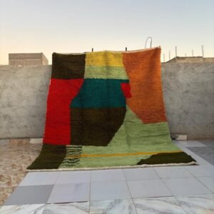Handmade Moroccan Berber Rug – Vibrant Abstract Wool Carpet | Modern Bohemian Area Rug, Custom Sizes Available, Mid-Century Inspired Design
