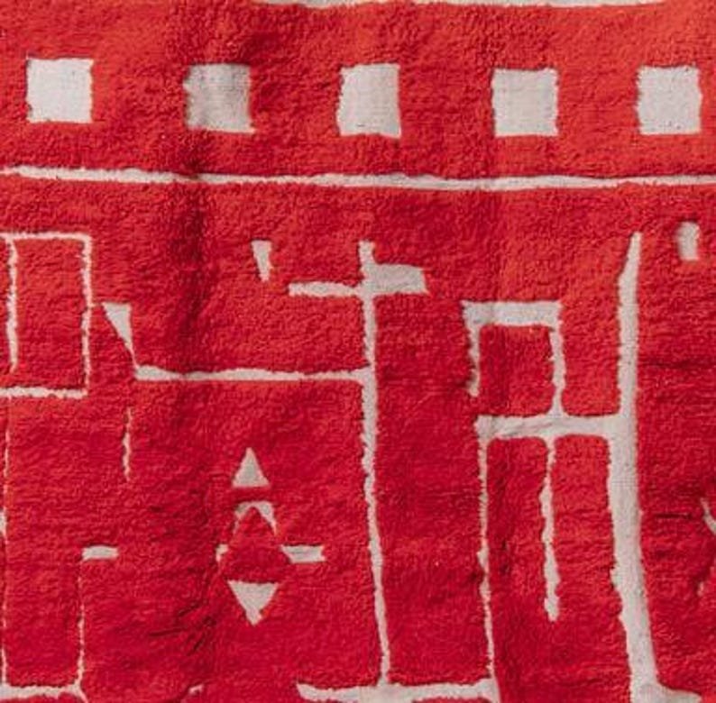 Beni Ourain Custom rugs living room -Berber Orange rug -Amazing Multicolored Rug-Handmade Wool Rug-Berber Carpet-Genuine Wool Rug . - Image 7